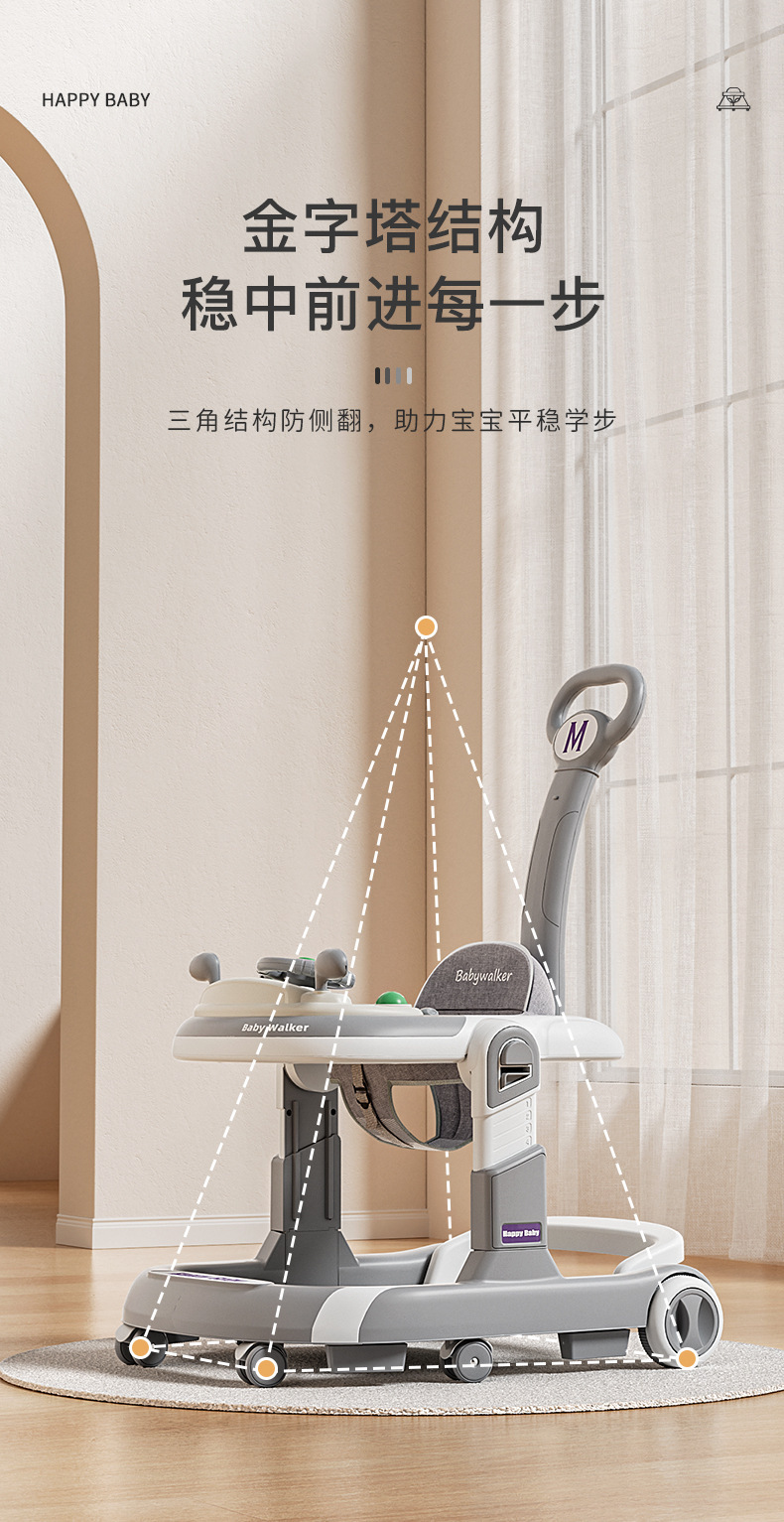 2024婴儿学步车防O型腿多功能防侧翻手推男女孩宝宝三合一助步车详情7