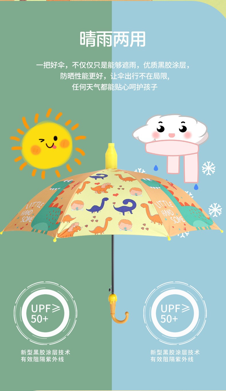 防水套儿童自动开伞可爱儿童雨伞黑胶防晒幼儿园晴雨伞批发详情9
