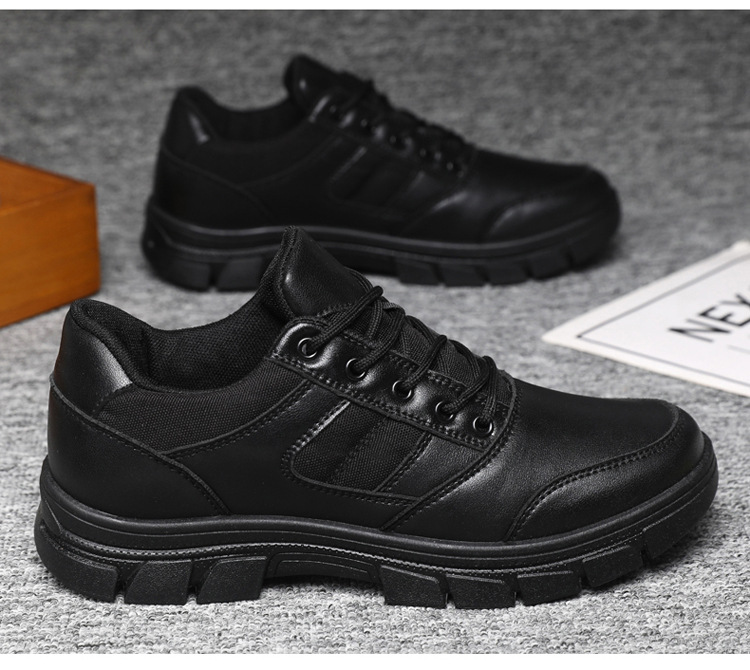 春秋黑色作训男鞋户外运动训练皮鞋低帮工装执勤鞋软底巡逻保安鞋详情18