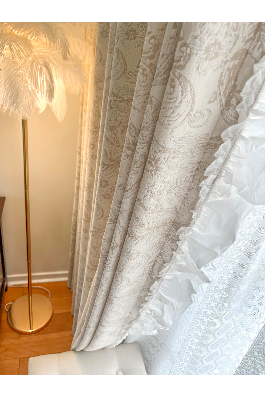 Finished product of French retro Chenille jacquard black and white American Rococo lace blackout bedroom and living room bay window pic 36