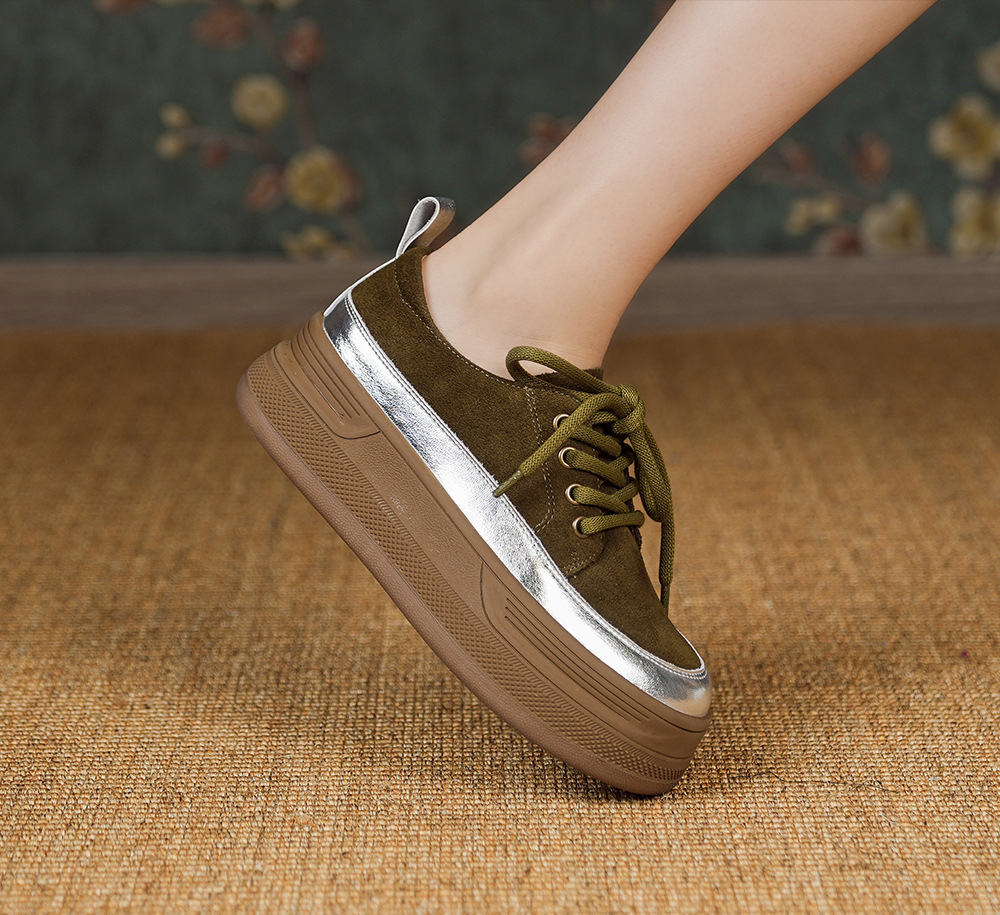 厚底增高休闲鞋女2025春夏季新款单鞋女平底复古百搭板鞋详情4