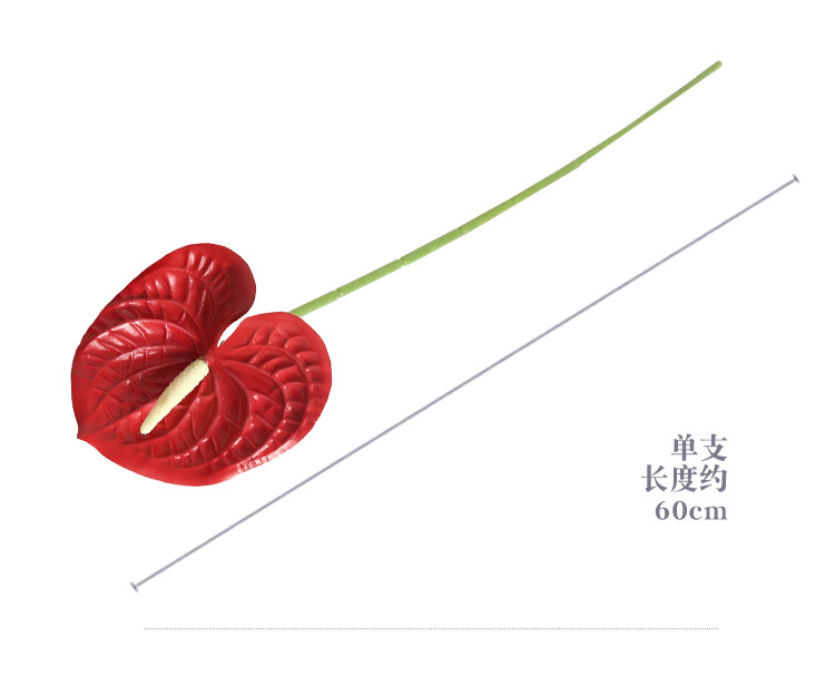 仿真单枝红掌3D打印手感胶片婚庆软装插花火鹤掌工艺品批发仿真花瓣家居装饰详情3
