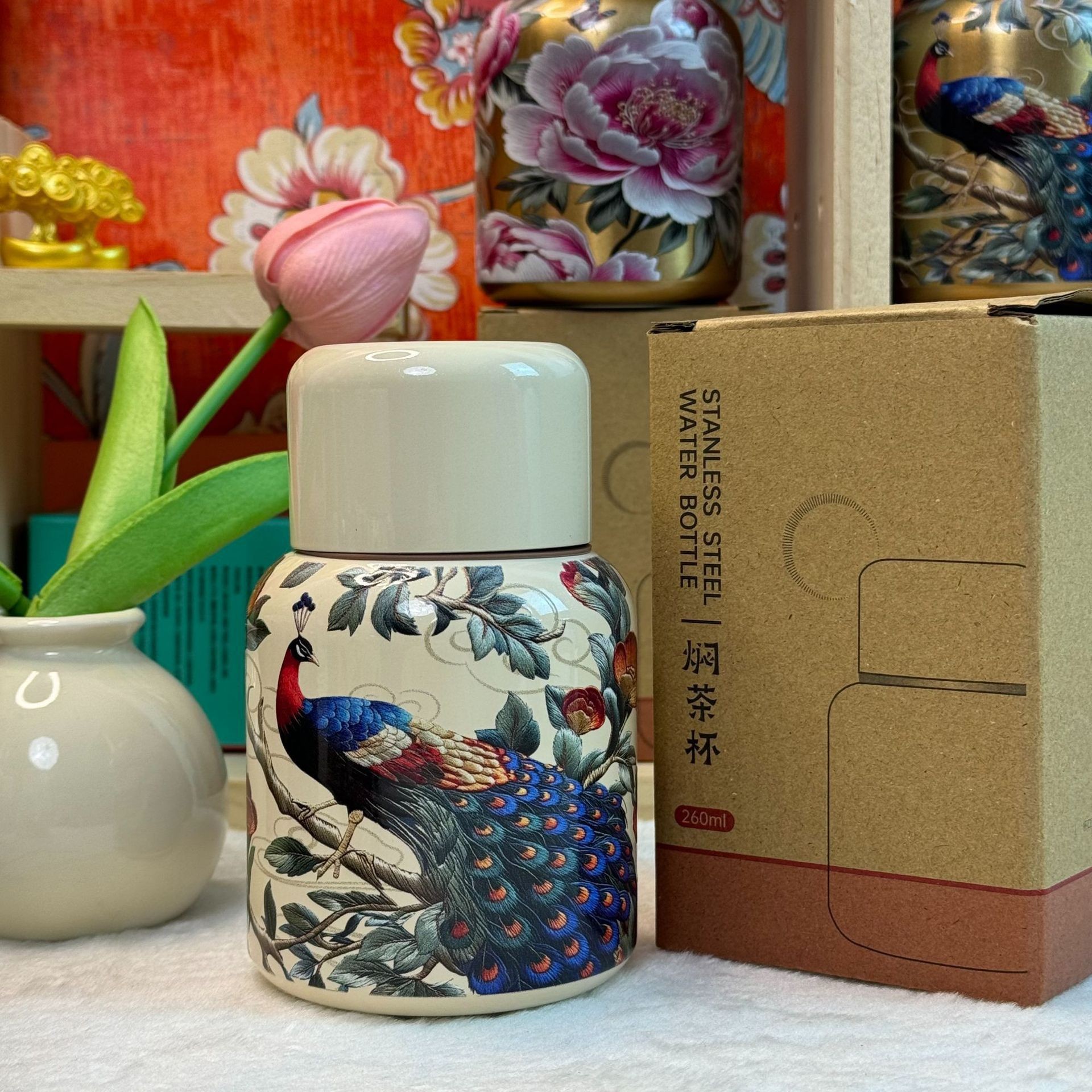 经典新款国风高颜值口袋杯不锈钢保温杯便携办公室双盖直饮水杯详情1