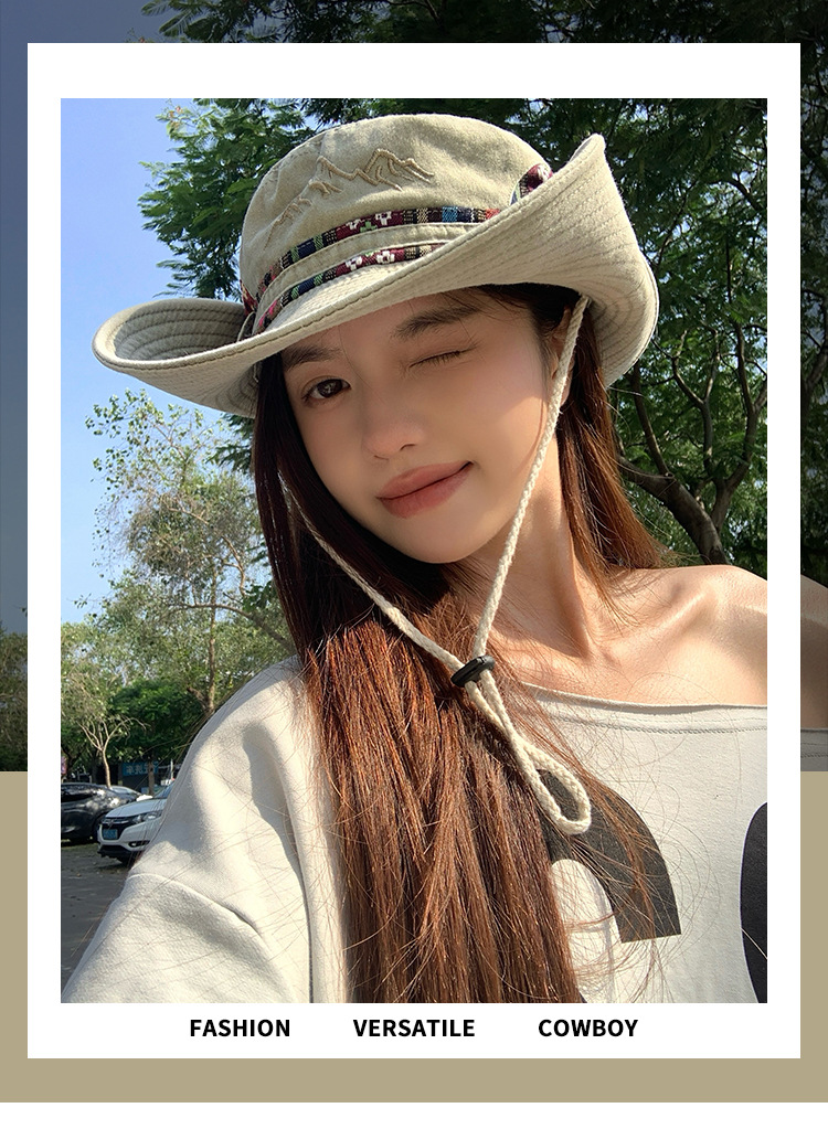 西部旅游牛仔帽女夏季户外大帽檐渔夫帽显脸小防晒帽遮阳登山帽子详情1