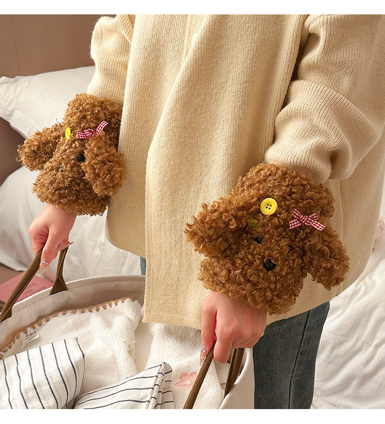 可爱毛绒袖套女2024新款防脏套袖成人办公室秋冬季羽绒服专用护袖详情9