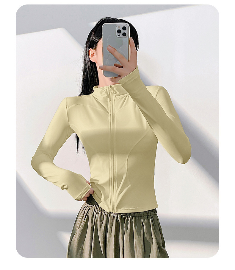 聚衣堂防晒瑜伽服裸感户外紧身透气运动健身外套上衣女详情30