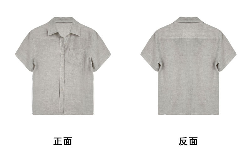 鹿西重工亚麻韩系简约短袖衬衫女夏季新款通勤百搭休闲衬衣8793详情15