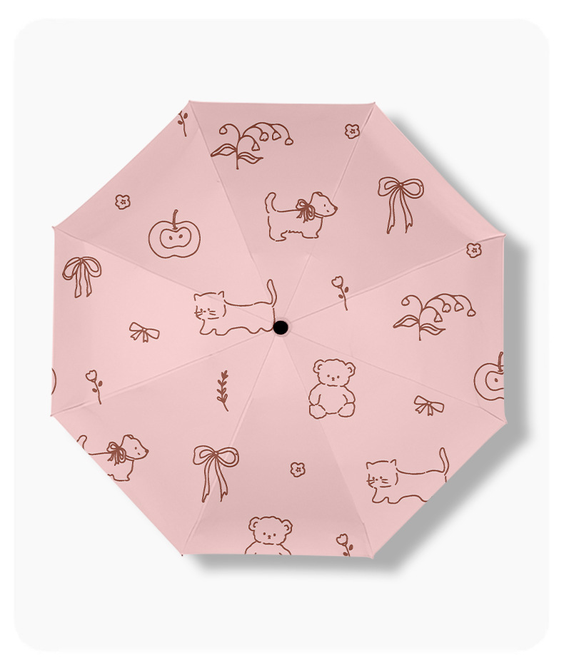 雨伞微笑熊专用晴雨两用防晒遮阳太阳伞自动学生INS风简约创意伞详情7
