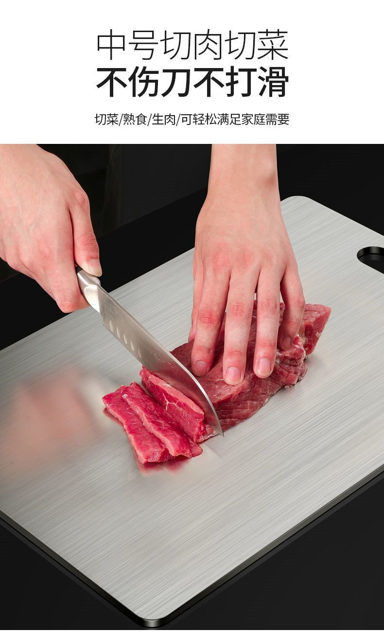 The stainless steel cutting board is thickened, moisture-proof and mold-proof. It is a household double-sided kitchen large cutting board with a hanging kitchen rolling board pic 14