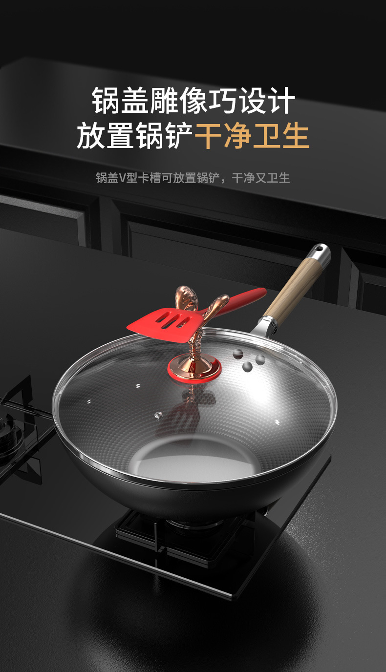 Forged old iron wok, household uncoated stir-frying wok, non-stick wok, non-stick, healthy cookware, durable pic 8