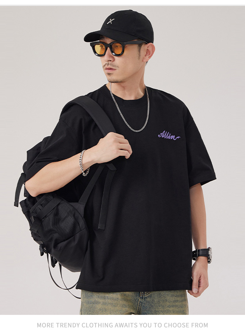 The 2025 summer new half-sleeved T-shirt for men is a trendy and versatile short-sleeved American retro printed loose round-neck T-shirt pic 38