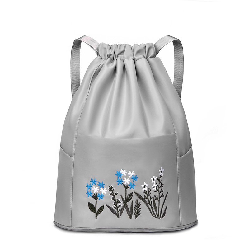 New embroidered Oxford drawstring backpacks with large capacity, fashionable outdoor trend, travel folding backpacks, cross-border wholesale pic 5