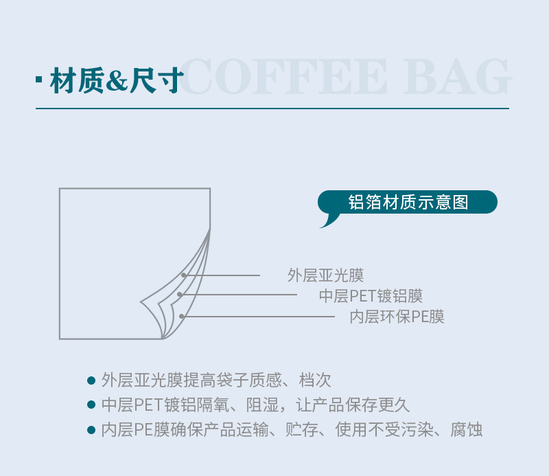 Baoliyuan half-pound coffee bean packaging bags, roll-edge sealed eight-side sealed food bags, aluminum foil tea bags, factory direct sales pic 2