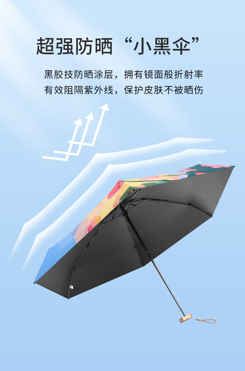 黑胶防晒紫外线遮阳伞迷你折叠雨伞小巧便捷胶囊晴雨伞六折太阳伞详情43