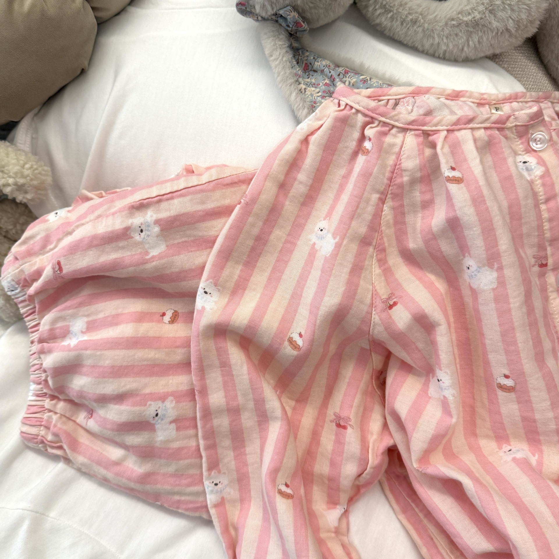 Class A all-cotton double-layer yarn round-neck pajamas, short sleeves, long sleeves, shorts, long pants, postpartum home wear set, cartoon breathable pic 11