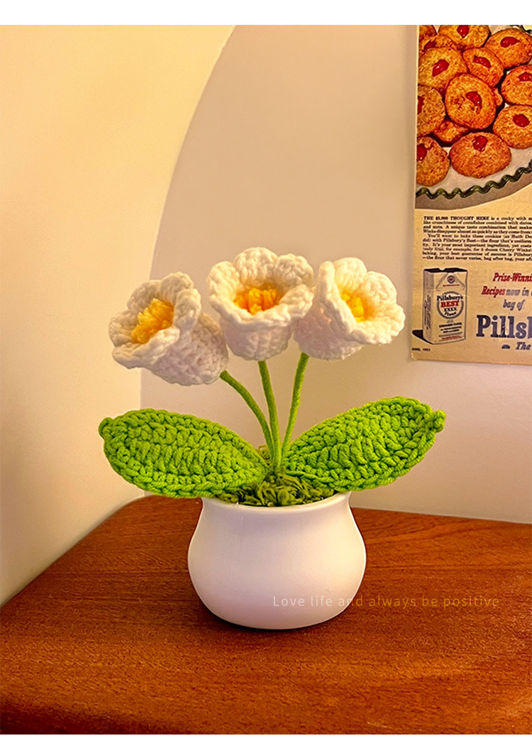 生日礼物女生伴手礼向日葵手工编织毛线桌面装饰摆件假花仿真花束详情10