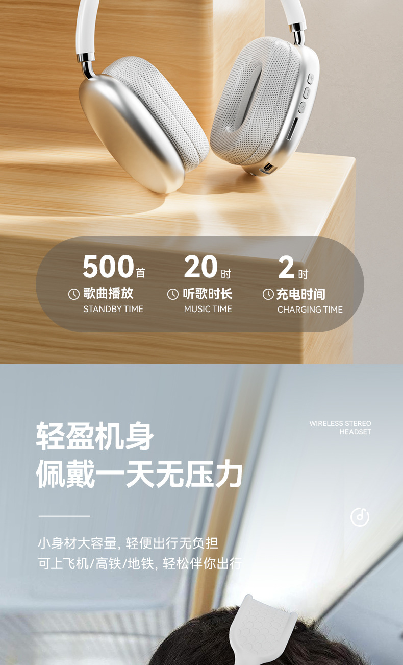 P9 pro max蓝牙耳机无线降噪耳机头戴式耳麦华强北跨境爆款直批发详情12