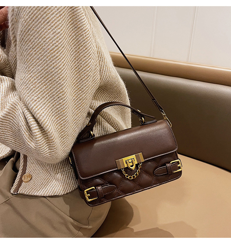 外贸新款菱格手提包包女2025复古百搭小方包春季质感单肩斜挎包详情20