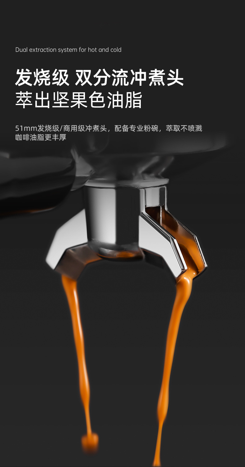 外贸跨境 咖啡机家用小型半自动冷热双萃研磨一体意式浓缩咖啡机详情13