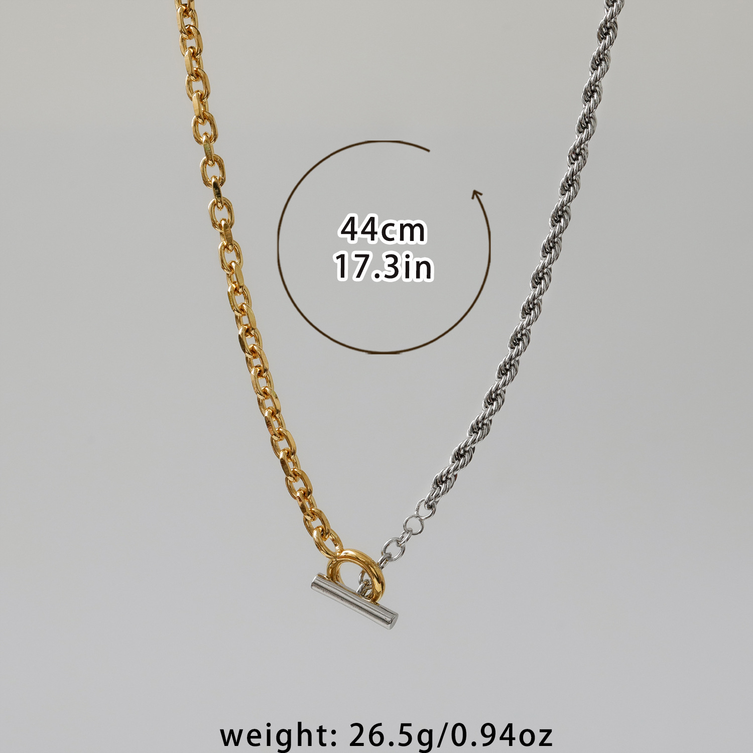 Hyacinth two-tone twisted chain copper 18k gold + white KOT necklace, basic, versatile, personalized collarbone chain, fashionable and elegant, internet-famous neckchain, fashionable accessory pic 3