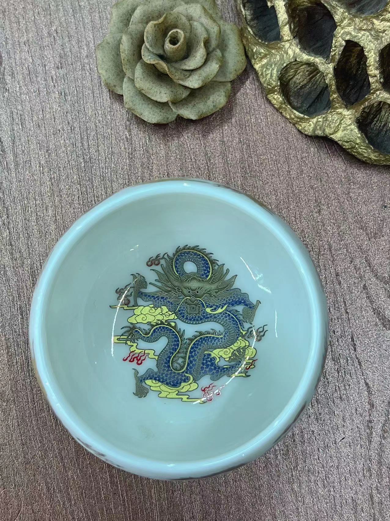 羊脂玉罗汉杯主人杯陶瓷堆金福杯功夫茶茶具品茗杯个人礼品节日详情15