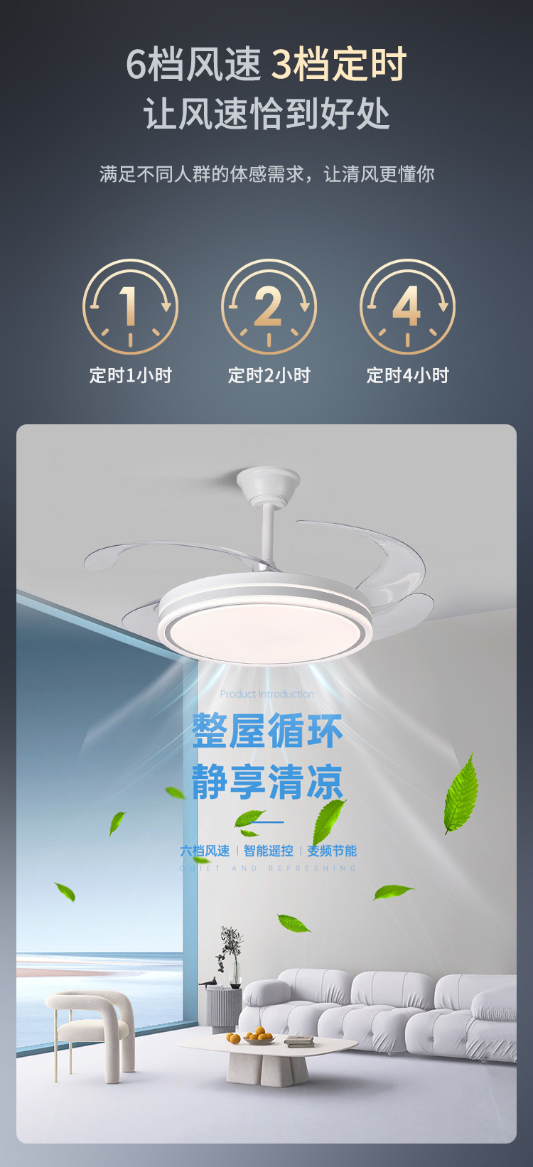 新款隐形风扇灯静音智能吊扇灯全光谱护眼餐厅客厅风扇灯厂家直销详情16