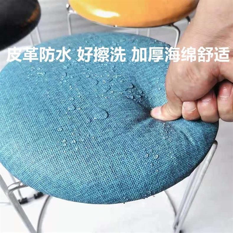 轻奢家用圆凳子简约耐用可叠摞餐桌凳实木加厚钢筋凳详情14