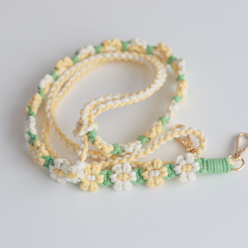 可调节手机挂绳编织相机背带 ins高颜值雏菊花朵斜挎挂脖手机挂链详情8