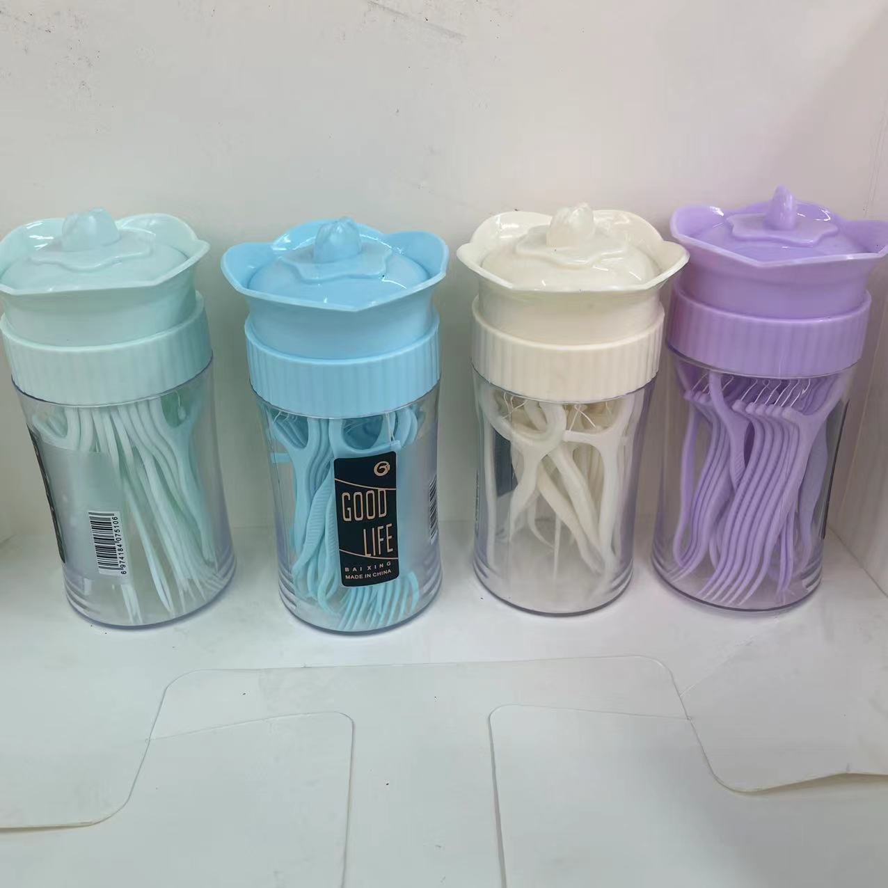 Dental floss box set, disposable plastic toothpicks for dental care, portable dental floss sticks, family set, 30 floss sticks pic 1