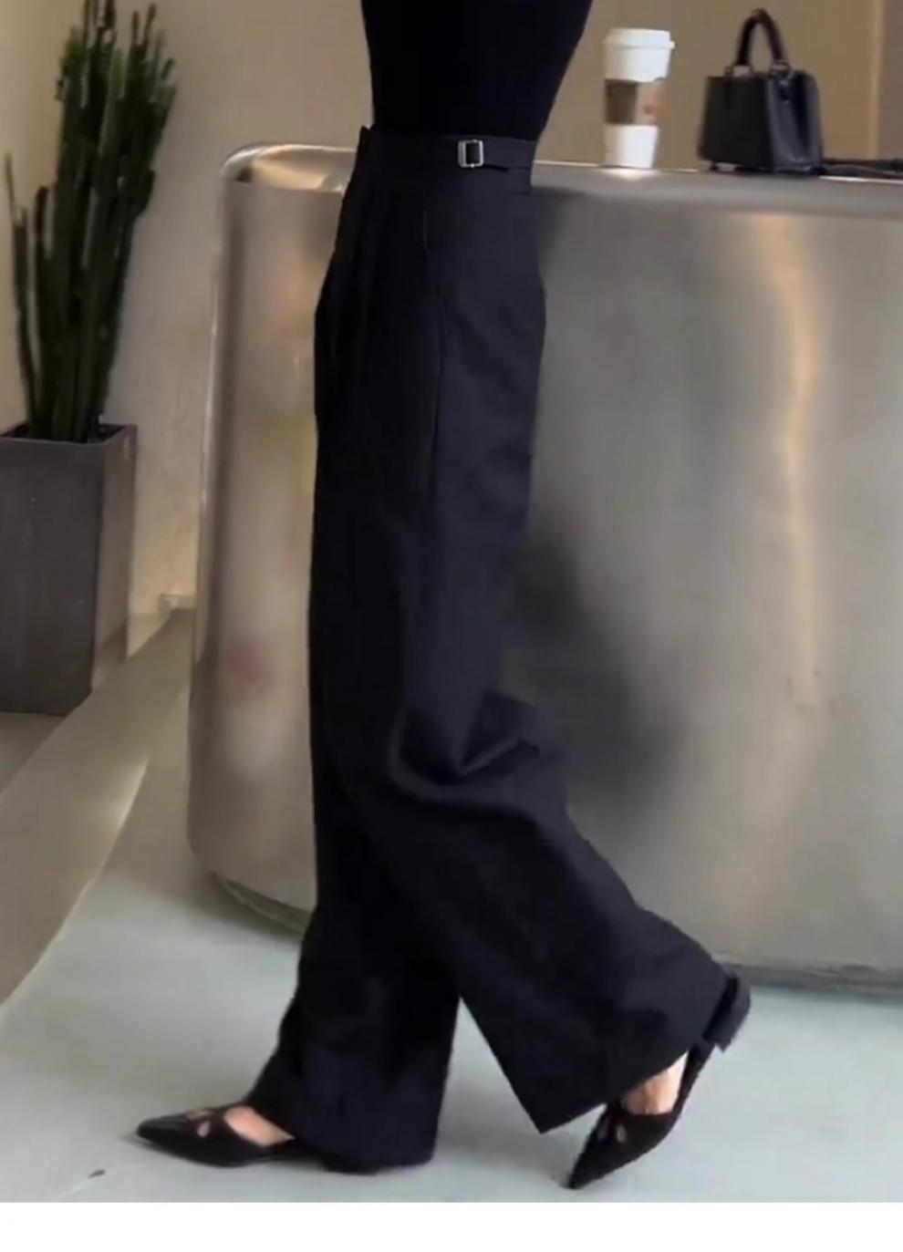 设计感侧扣黑色窄版西装裤女年秋季新款高腰垂感直筒休闲裤子详情11