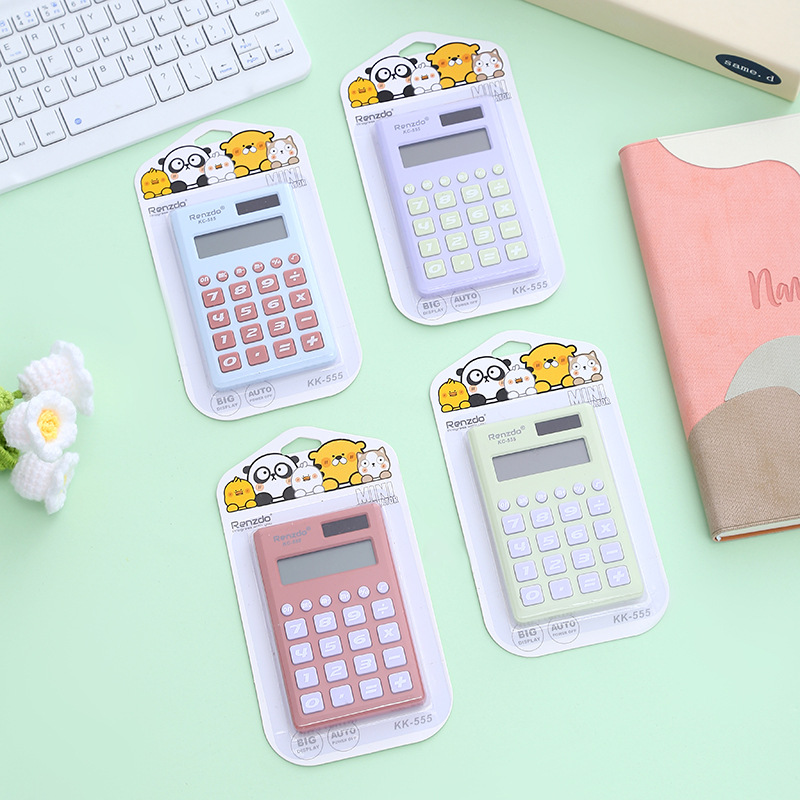 KC-555便携计算器双电源桌面办公计算器奶油色创意大屏计算器详情2
