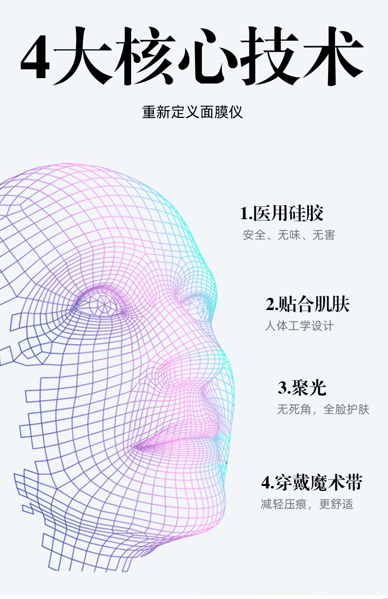 跨境新款光子嫩肤仪七色光面罩美容仪器家用脸部嫩肤大排灯光谱仪详情3