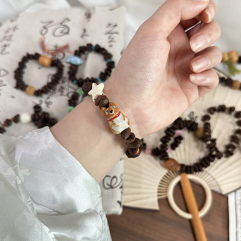 趣味咖啡豆猫爪串珠手链新中式设计感手作葫芦梅花手串百搭手链详情8