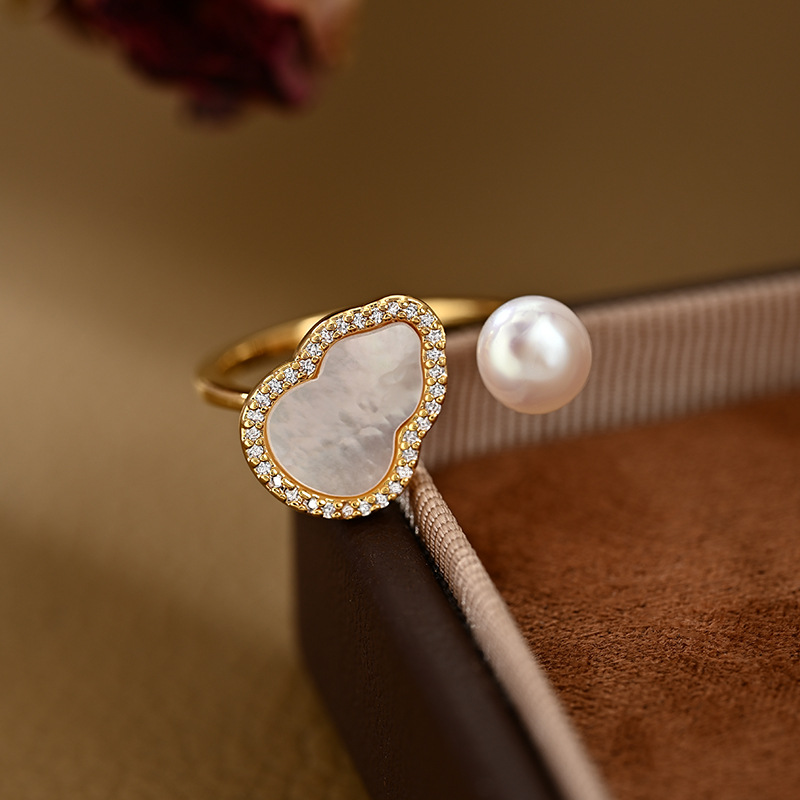 抖音直播热卖新中式风葫芦戒指女高级感巴洛克淡水珍珠指环食指戒详情6