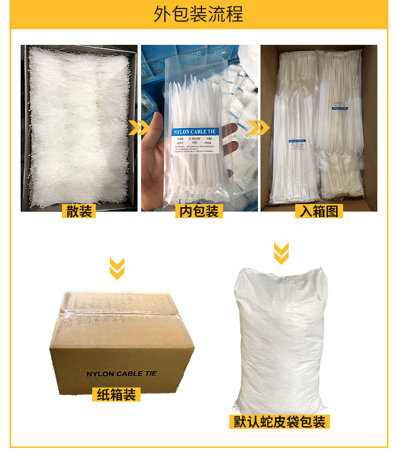 尼龙扎带nylon cable tie 外贸扎带中性捆扎线塑料扎带束线带厂家详情9