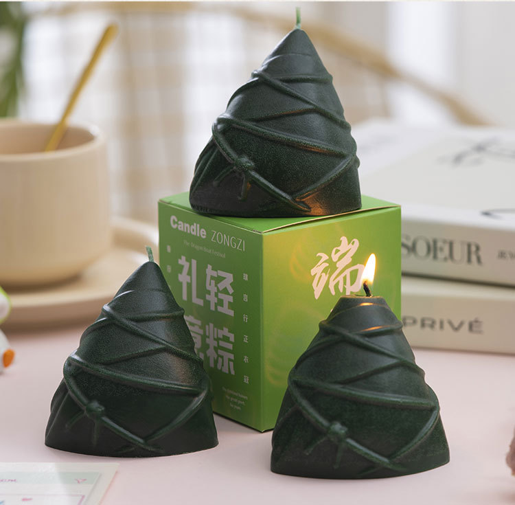 端午节粽子造型香薰蜡烛批发创意伴手礼手工节日礼物香氛蠟燭摆件详情7