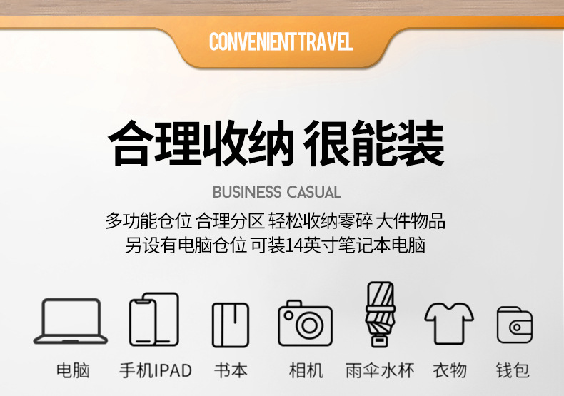 休闲男士双肩背包时尚简约防泼水大容量电脑背包商务旅行学生背包详情9