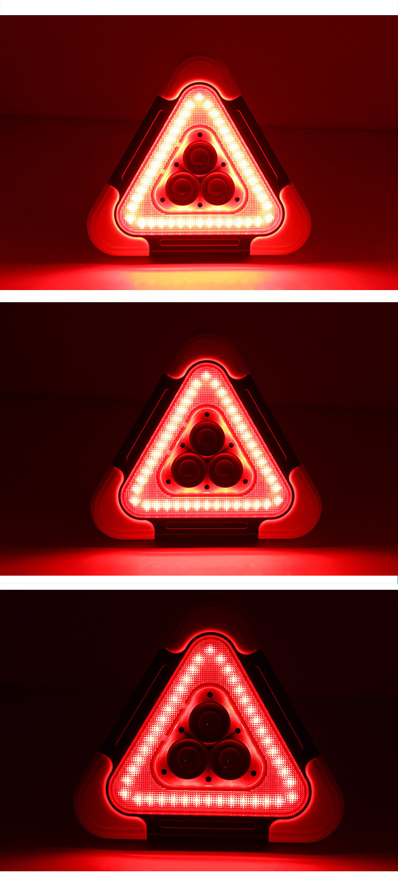 Automobile tripod, vehicle-mounted triangular warning sign, automatic luminous tripod, parking reflective solar emergency light pic 22