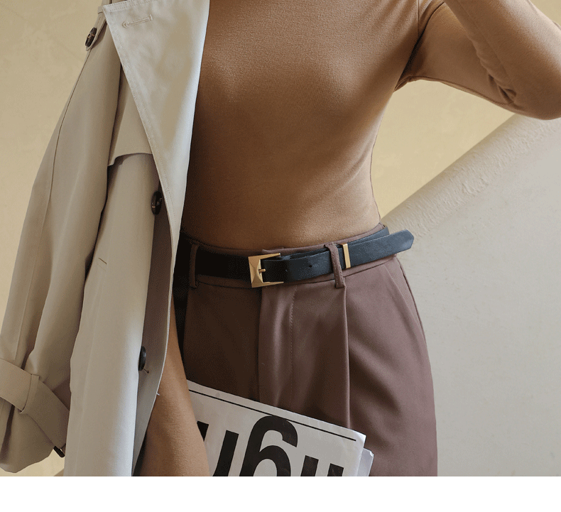 A semi-high-necked fleece base layer for women to wear as an inner layer in autumn and winter. It is a long-sleeved mid-necked solid color fitted base layer pic 29