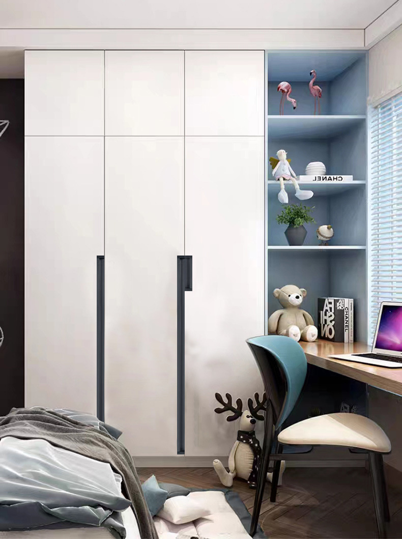 黑色嵌入式暗装拉手金色银色抽屉把手青古铜挖槽移门加长对装拉手详情37