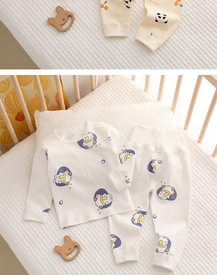 婴儿衣服秋衣秋裤新生儿分体衣套装满月服春秋冬季款睡衣全棉无骨详情18