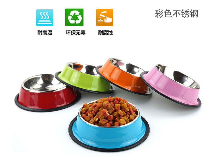 宠物用品不锈钢狗碗猫碗橡胶底防滑防打翻狗粮碗猫水碗食具宠物碗详情22