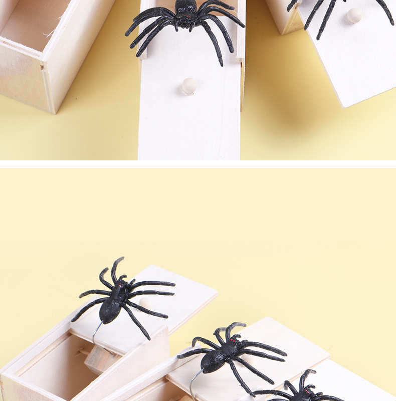 A shocking spider wooden box, the same style as Douyin, is a parody and creative prank toy. Wholesale from the spider prank manufacturer pic 11