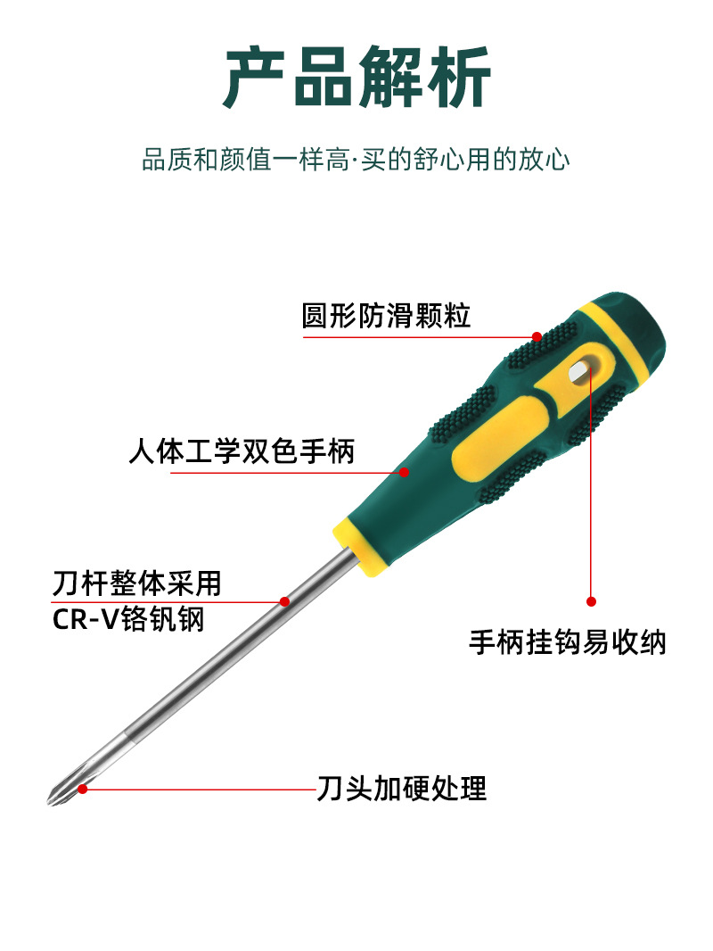 工业级加长十字螺丝刀小一字改锥起子家用螺丝批五金工具套装超硬详情1