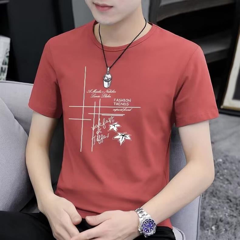 捡漏新款印花短袖t恤男士韩版打底衫潮流夏季中老年衣服跨境外贸详情6