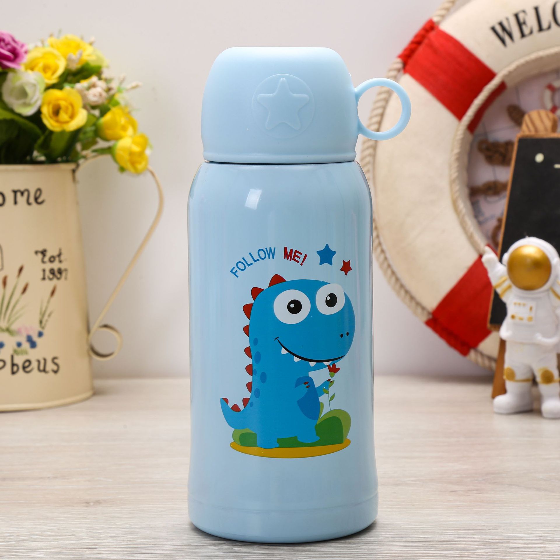 鹿角儿童吸管保温杯 双盖弹跳杯直饮茶杯盖一键倒水杯子圣诞礼品详情9