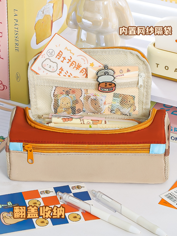 2025新款四方星星笔袋手提多功能文具袋高颜值小众多层文具铅笔盒详情8