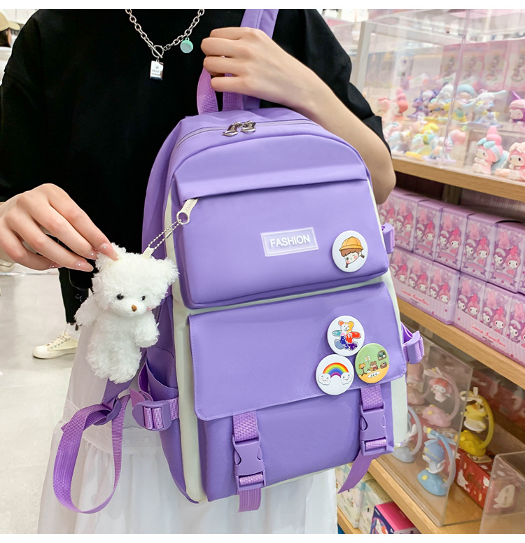 青春校园学生四件套书包轻便小清新背包三到六年级大容量双肩包详情16