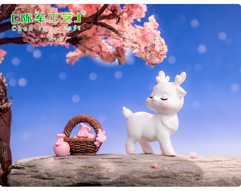 Cute pink deer figurines with micro-landscape creativity, DIY garden decorations and accessories, and small table ornaments for cars pic 43