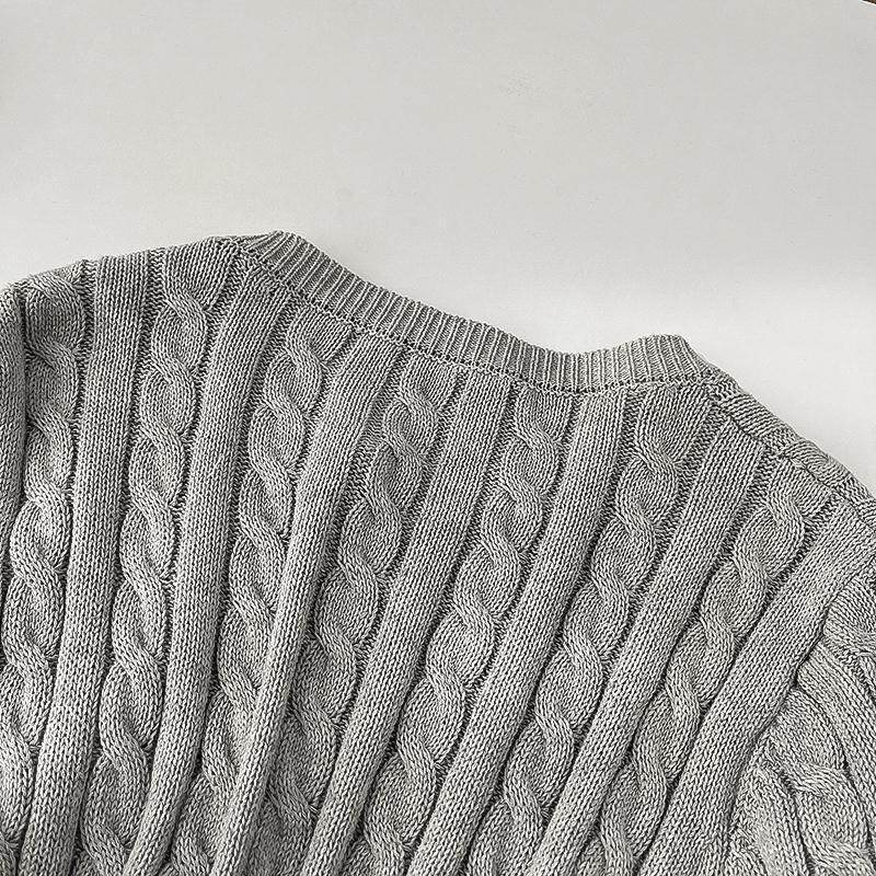 British-style ponytail embroidery braided short-sleeved knitted sweater for women, spring and summer retro style, thyme and base layer sweater pic 19